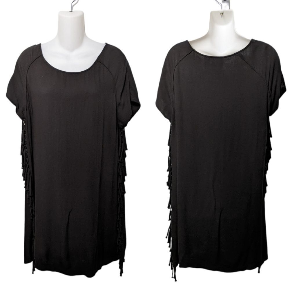 CALIFORNIA MOONRISE Fringe Shirt Dress L